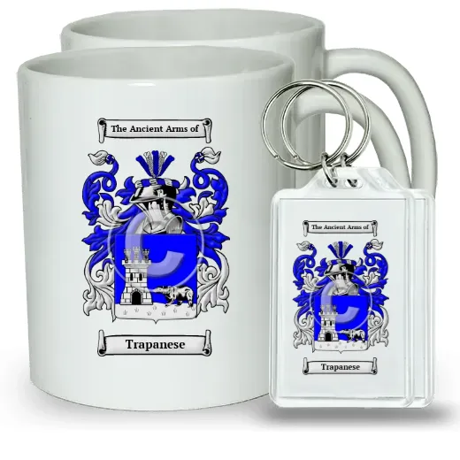 Trapanese Pair of Coffee Mugs and Pair of Keychains