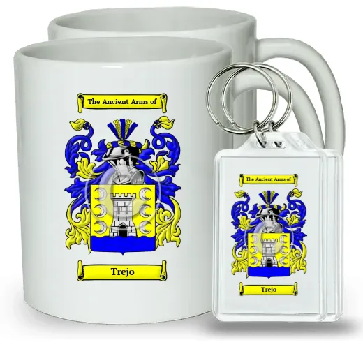 Trejo Pair of Coffee Mugs and Pair of Keychains