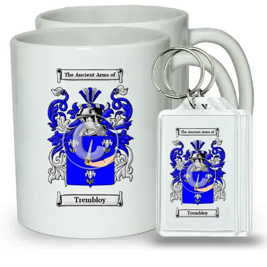 Trembloy Pair of Coffee Mugs and Pair of Keychains