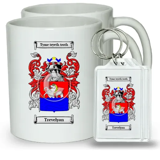 Trevelyan Pair of Coffee Mugs and Pair of Keychains