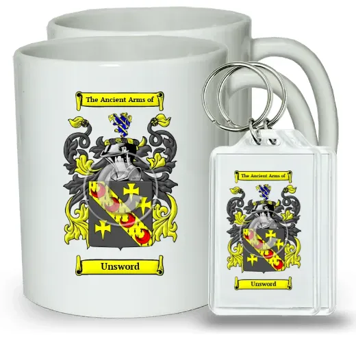 Unsword Pair of Coffee Mugs and Pair of Keychains
