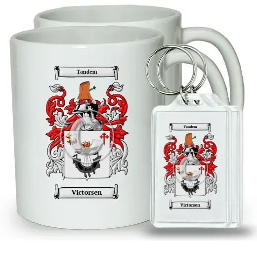 Victorsen Pair of Coffee Mugs and Pair of Keychains