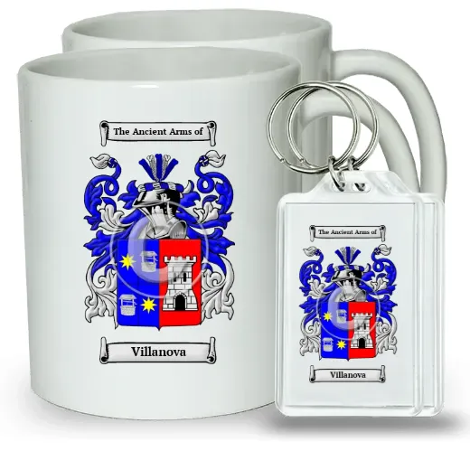 Villanova Pair of Coffee Mugs and Pair of Keychains