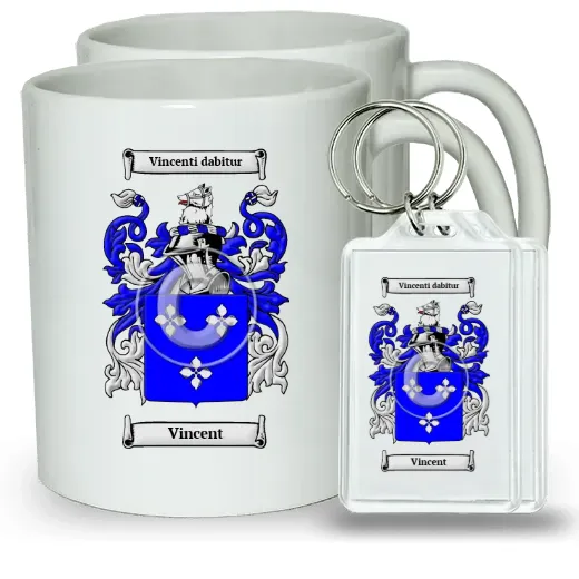 Vincent Pair of Coffee Mugs and Pair of Keychains