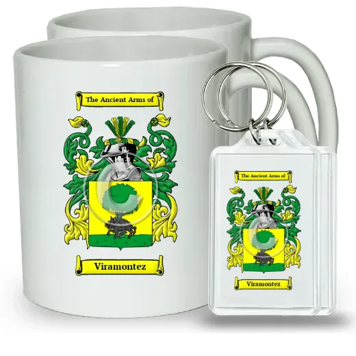 Viramontez Pair of Coffee Mugs and Pair of Keychains