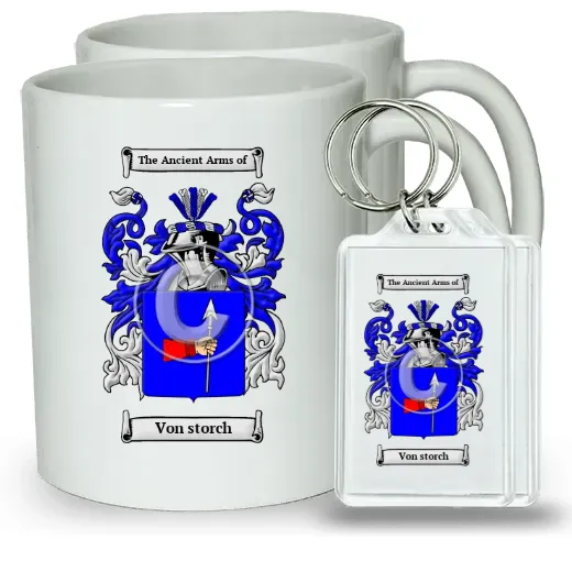 Von storch Pair of Coffee Mugs and Pair of Keychains