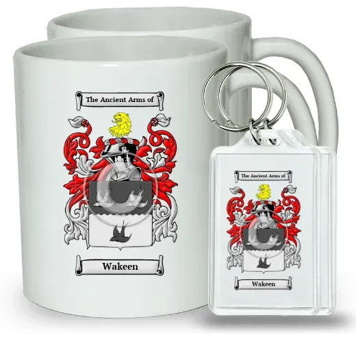Wakeen Pair of Coffee Mugs and Pair of Keychains