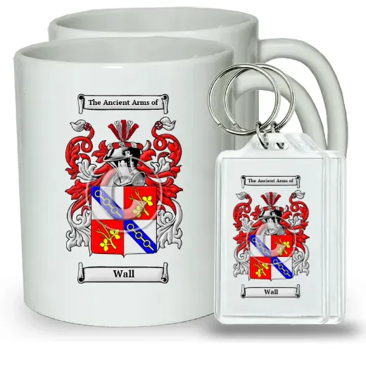 Wall Pair of Coffee Mugs and Pair of Keychains