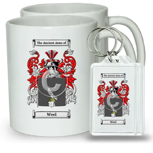 Weel Pair of Coffee Mugs and Pair of Keychains