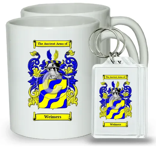 Weimers Pair of Coffee Mugs and Pair of Keychains