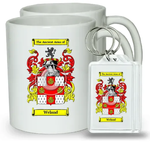 Weland Pair of Coffee Mugs and Pair of Keychains
