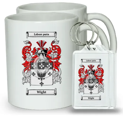 Wight Pair of Coffee Mugs and Pair of Keychains