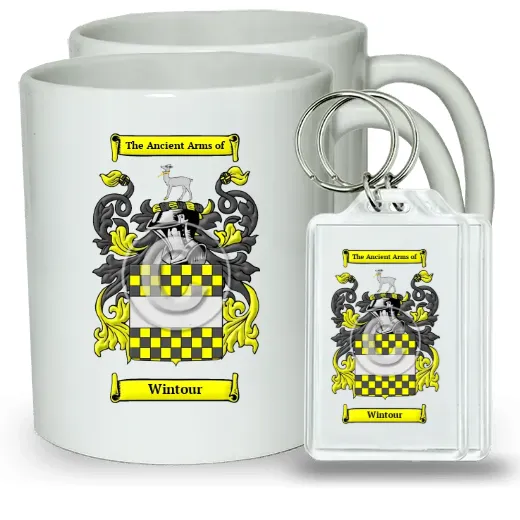 Wintour Pair of Coffee Mugs and Pair of Keychains