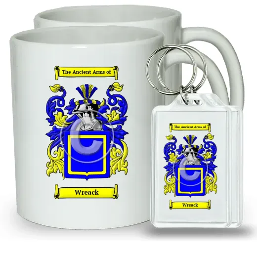 Wreack Pair of Coffee Mugs and Pair of Keychains