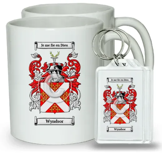 Wyndsor Pair of Coffee Mugs and Pair of Keychains