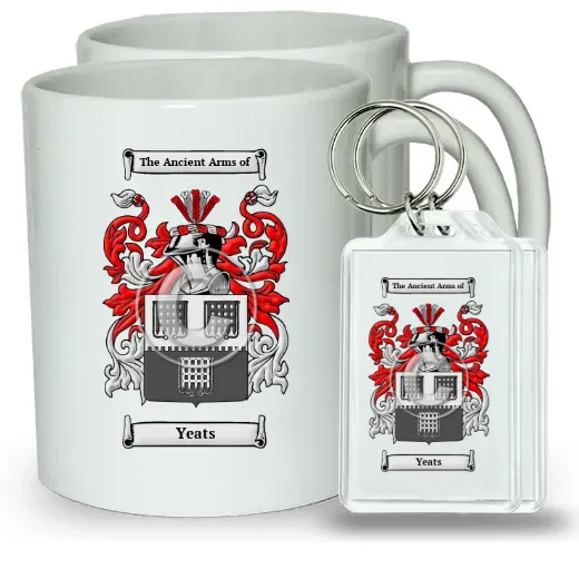 Yeats Pair of Coffee Mugs and Pair of Keychains