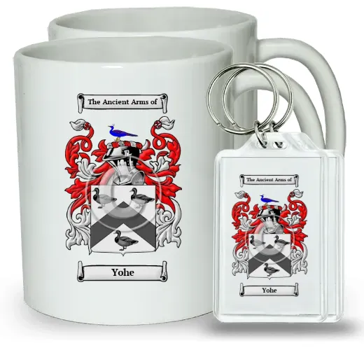 Yohe Pair of Coffee Mugs and Pair of Keychains