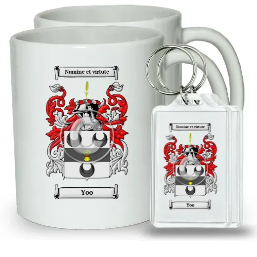 Yoo Pair of Coffee Mugs and Pair of Keychains