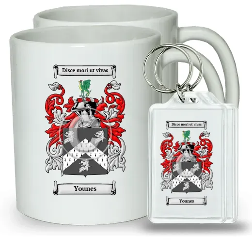 Younes Pair of Coffee Mugs and Pair of Keychains