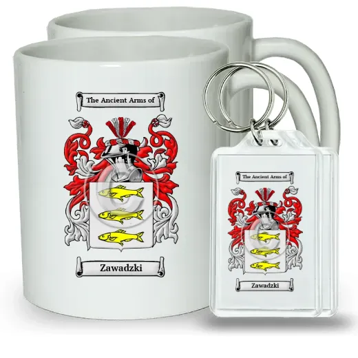 Zawadzki Pair of Coffee Mugs and Pair of Keychains