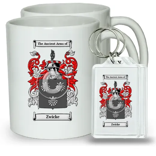 Zwicke Pair of Coffee Mugs and Pair of Keychains